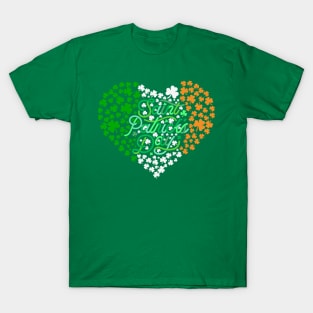 Happy St. Patrick's Day with Shamrock Heart in Irish Flag Colors T-Shirt